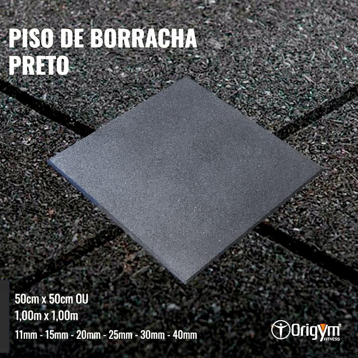 PISO DE BORRACHA 15MM 50 X 50 CM PRETO